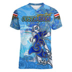 Ocean Spirit of Costa Rica Women V-Neck T-Shirt Anchored in Costa Rican Pride - Aussie Hoodie