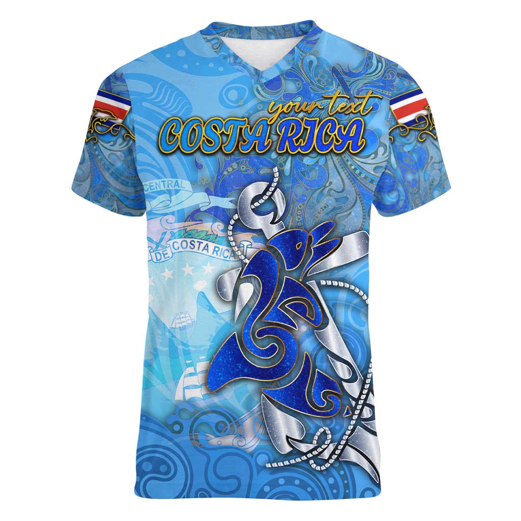 Ocean Spirit of Costa Rica Women V-Neck T-Shirt Anchored in Costa Rican Pride - Aussie Hoodie