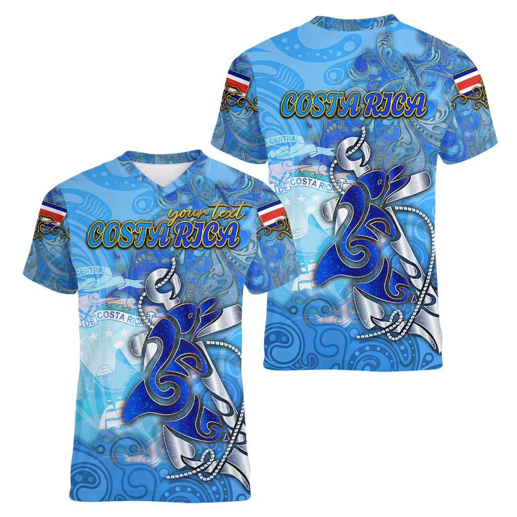 Ocean Spirit of Costa Rica Women V-Neck T-Shirt Anchored in Costa Rican Pride - Aussie Hoodie