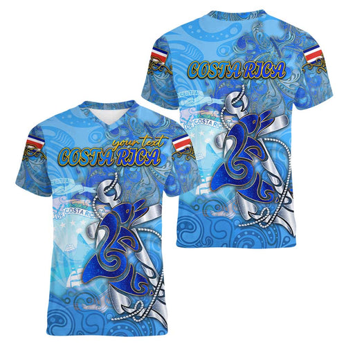 Ocean Spirit of Costa Rica Women V-Neck T-Shirt Anchored in Costa Rican Pride - Aussie Hoodie