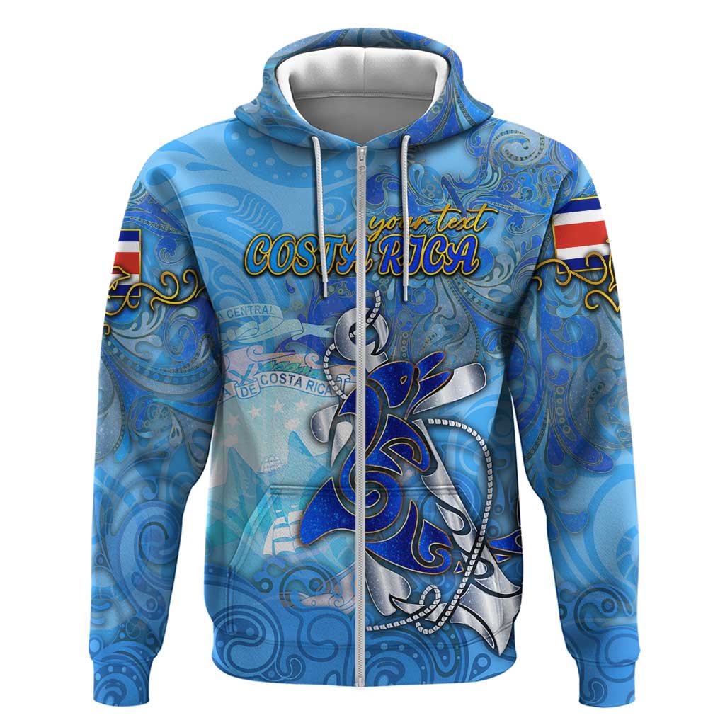Ocean Spirit of Costa Rica Zip Hoodie Anchored in Costa Rican Pride - Aussie Hoodie
