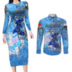 Ocean Spirit of Panama Couples Matching Long Sleeve Bodycon Dress and Long Sleeve Button Shirt Anchored in Panamanian Pride - Aussie Hoodie