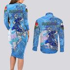 Ocean Spirit of Panama Couples Matching Long Sleeve Bodycon Dress and Long Sleeve Button Shirt Anchored in Panamanian Pride - Aussie Hoodie