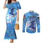 Ocean Spirit of Panama Couples Matching Mermaid Dress and Long Sleeve Button Shirt Anchored in Panamanian Pride - Aussie Hoodie