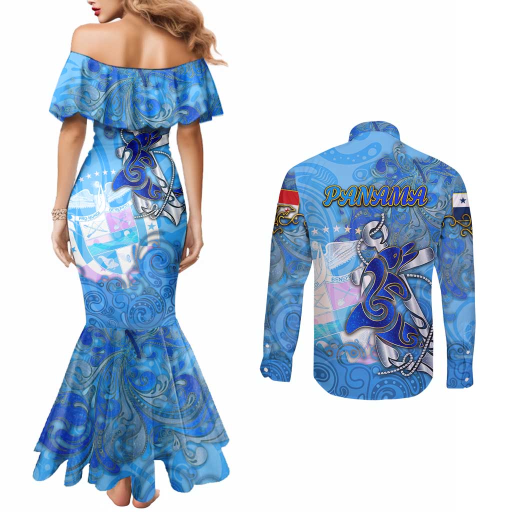 Ocean Spirit of Panama Couples Matching Mermaid Dress and Long Sleeve Button Shirt Anchored in Panamanian Pride - Aussie Hoodie