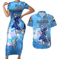 Ocean Spirit of Panama Couples Matching Short Sleeve Bodycon Dress and Hawaiian Shirt Anchored in Panamanian Pride - Aussie Hoodie