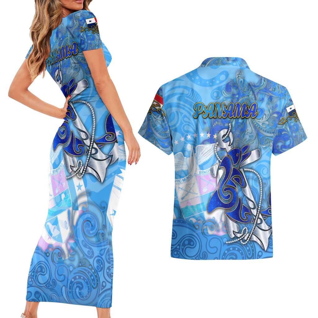 Ocean Spirit of Panama Couples Matching Short Sleeve Bodycon Dress and Hawaiian Shirt Anchored in Panamanian Pride - Aussie Hoodie