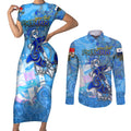 Ocean Spirit of Panama Couples Matching Short Sleeve Bodycon Dress and Long Sleeve Button Shirt Anchored in Panamanian Pride - Aussie Hoodie