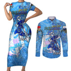 Ocean Spirit of Panama Couples Matching Short Sleeve Bodycon Dress and Long Sleeve Button Shirt Anchored in Panamanian Pride - Aussie Hoodie