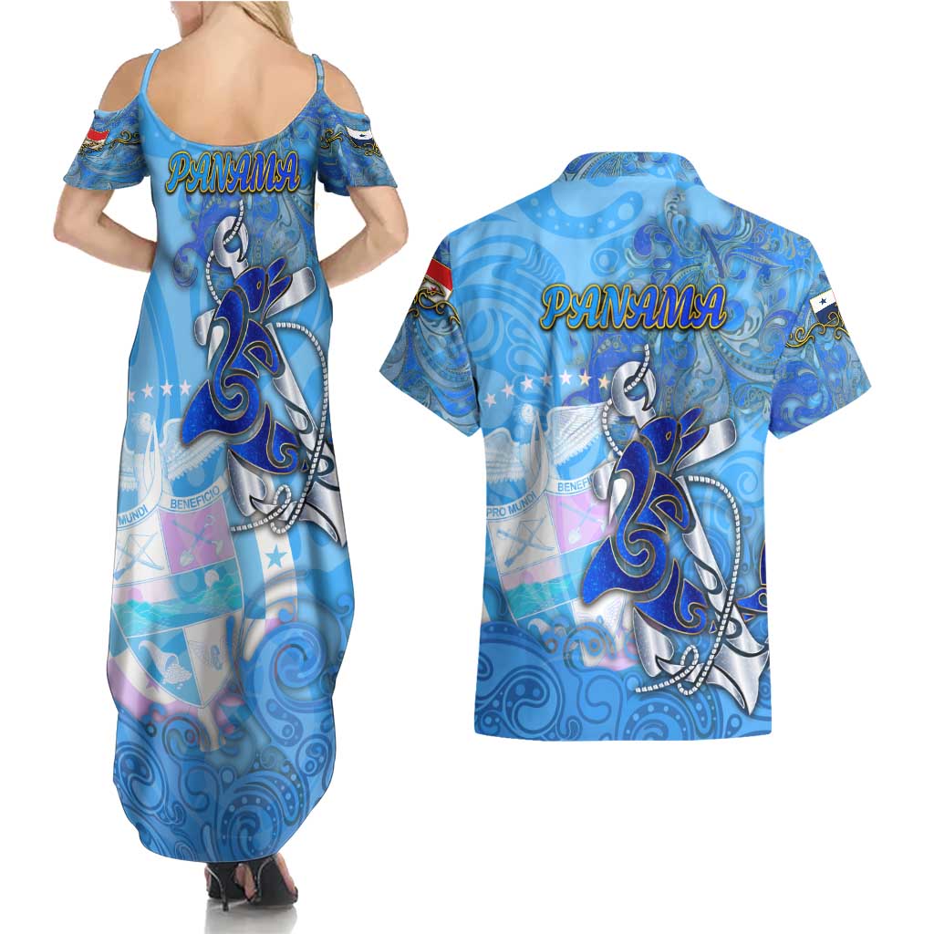 Ocean Spirit of Panama Couples Matching Summer Maxi Dress and Hawaiian Shirt Anchored in Panamanian Pride - Aussie Hoodie