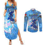 Ocean Spirit of Panama Couples Matching Summer Maxi Dress and Long Sleeve Button Shirt Anchored in Panamanian Pride - Aussie Hoodie