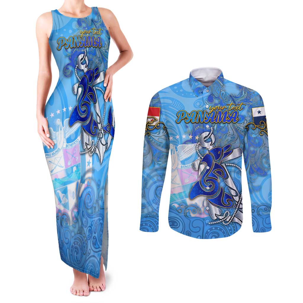 Ocean Spirit of Panama Couples Matching Tank Maxi Dress and Long Sleeve Button Shirt Anchored in Panamanian Pride - Aussie Hoodie