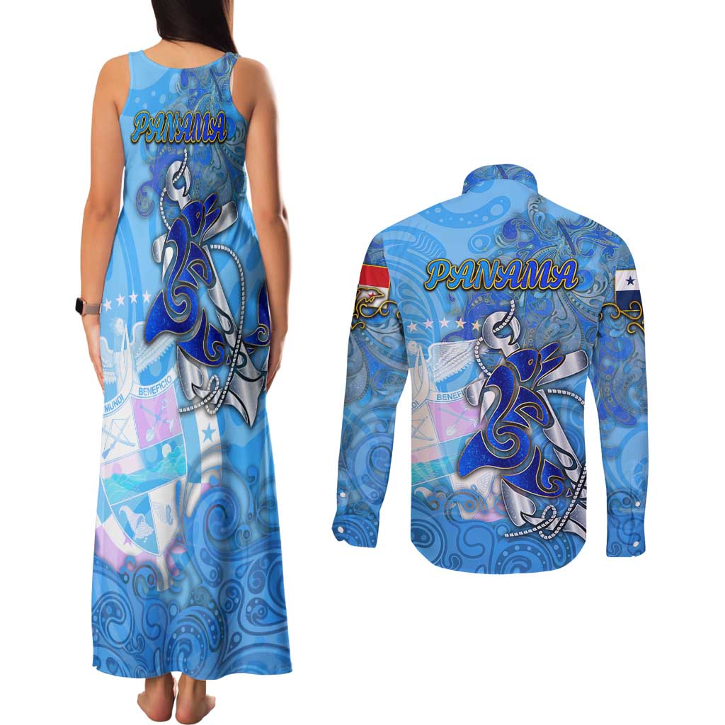 Ocean Spirit of Panama Couples Matching Tank Maxi Dress and Long Sleeve Button Shirt Anchored in Panamanian Pride - Aussie Hoodie