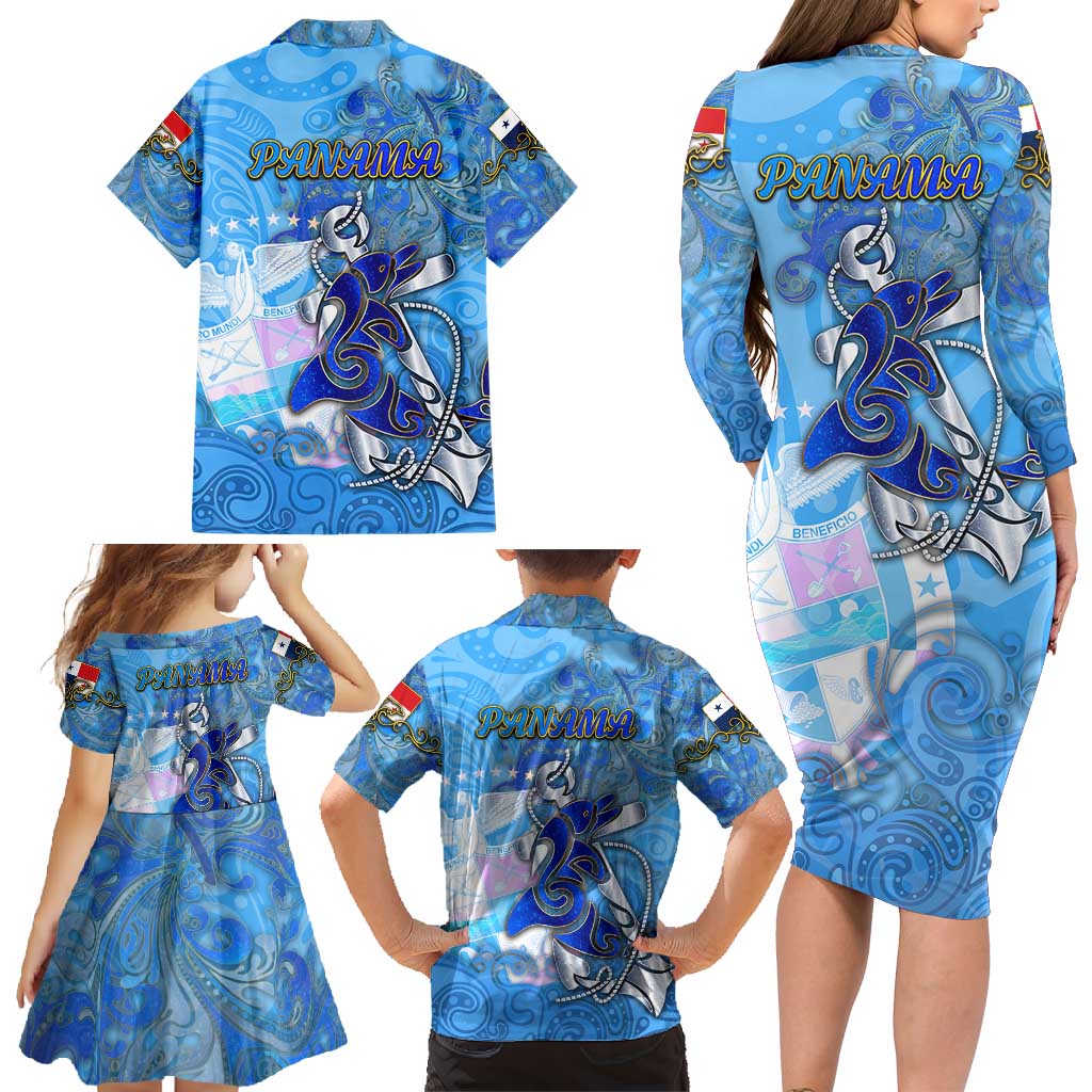 Ocean Spirit of Panama Family Matching Long Sleeve Bodycon Dress and Hawaiian Shirt Anchored in Panamanian Pride - Aussie Hoodie