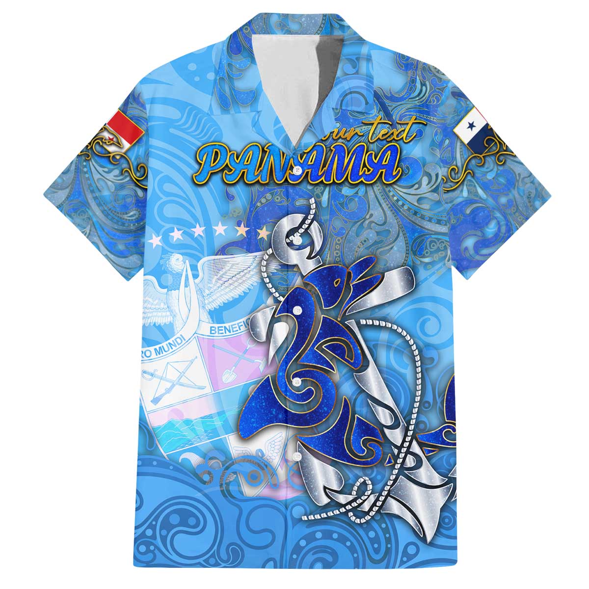 Ocean Spirit of Panama Family Matching Off The Shoulder Long Sleeve Dress and Hawaiian Shirt Anchored in Panamanian Pride - Aussie Hoodie