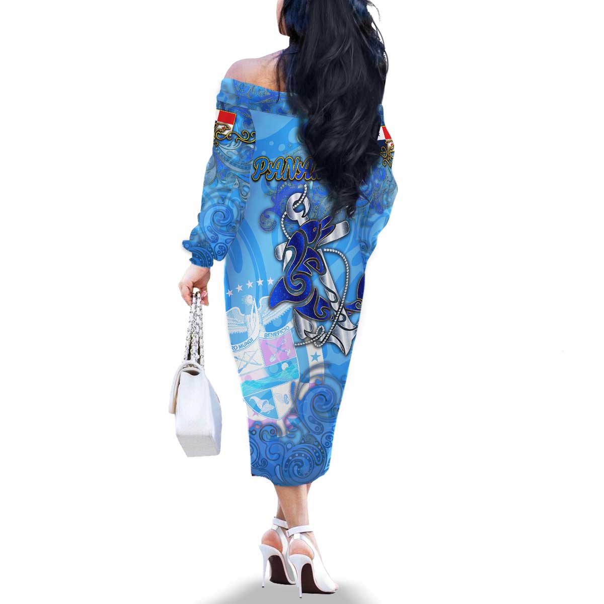 Ocean Spirit of Panama Family Matching Off The Shoulder Long Sleeve Dress and Hawaiian Shirt Anchored in Panamanian Pride - Aussie Hoodie