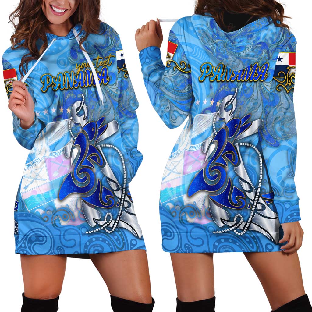 Ocean Spirit of Panama Hoodie Dress Anchored in Panamanian Pride - Aussie Hoodie