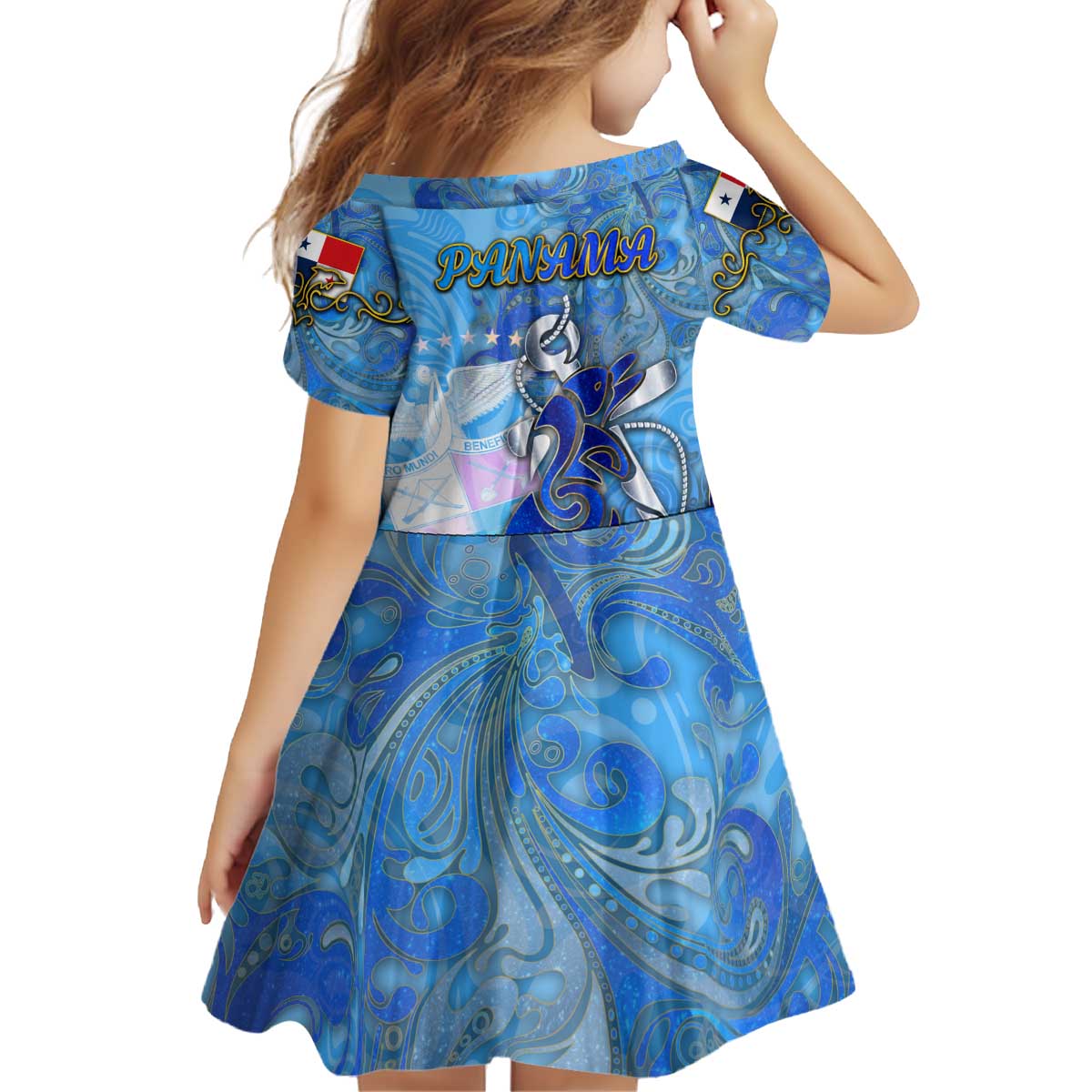 Ocean Spirit of Panama Kid Short Sleeve Dress Anchored in Panamanian Pride - Aussie Hoodie