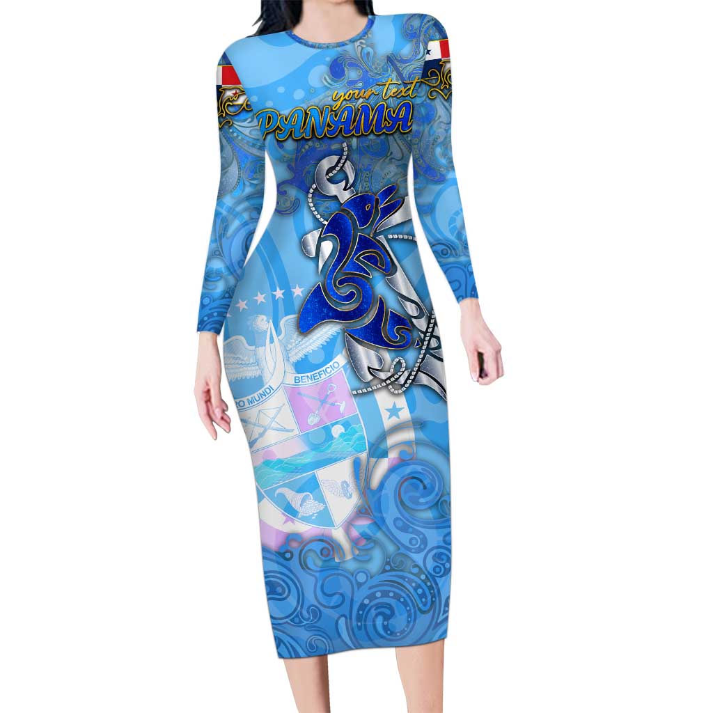 Ocean Spirit of Panama Long Sleeve Bodycon Dress Anchored in Panamanian Pride - Aussie Hoodie