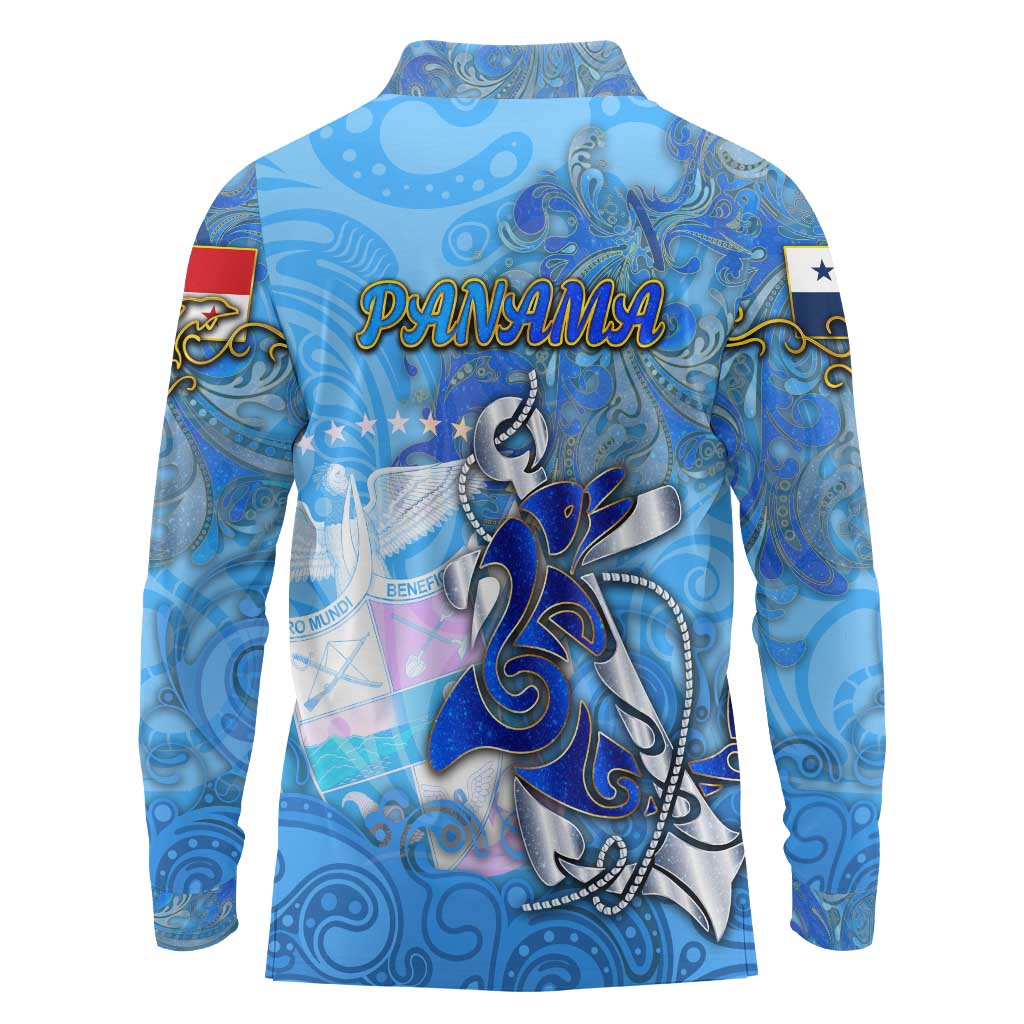 Ocean Spirit of Panama Long Sleeve Polo Shirt Anchored in Panamanian Pride - Aussie Hoodie