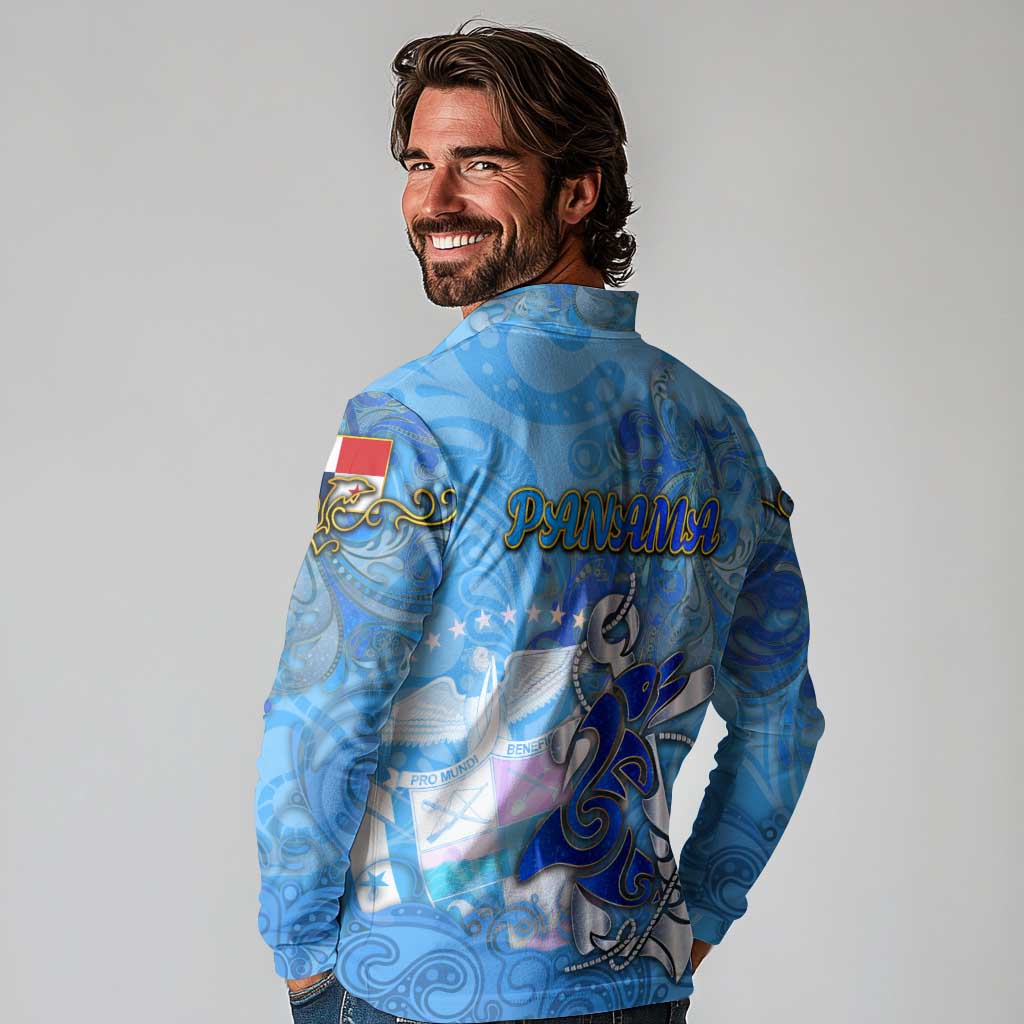 Ocean Spirit of Panama Long Sleeve Polo Shirt Anchored in Panamanian Pride - Aussie Hoodie