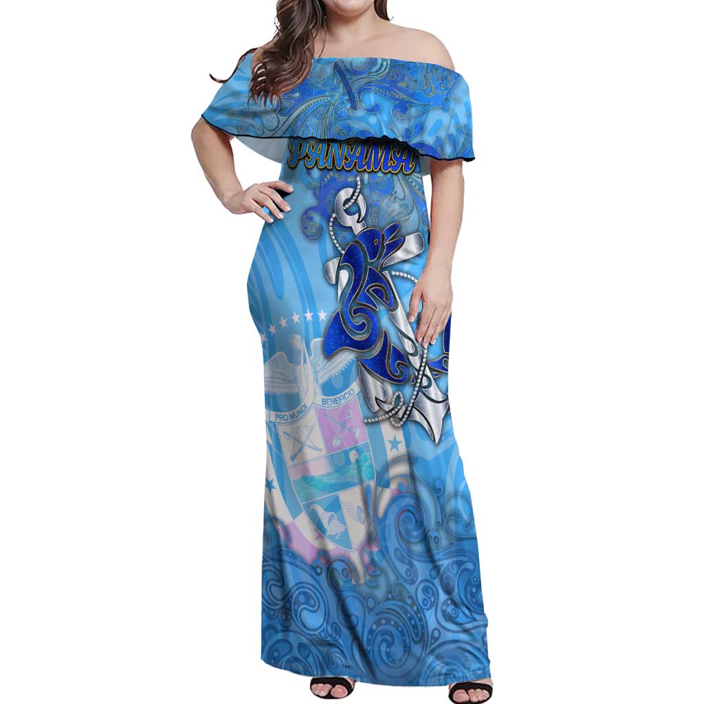 Ocean Spirit of Panama Off Shoulder Maxi Dress Anchored in Panamanian Pride - Aussie Hoodie