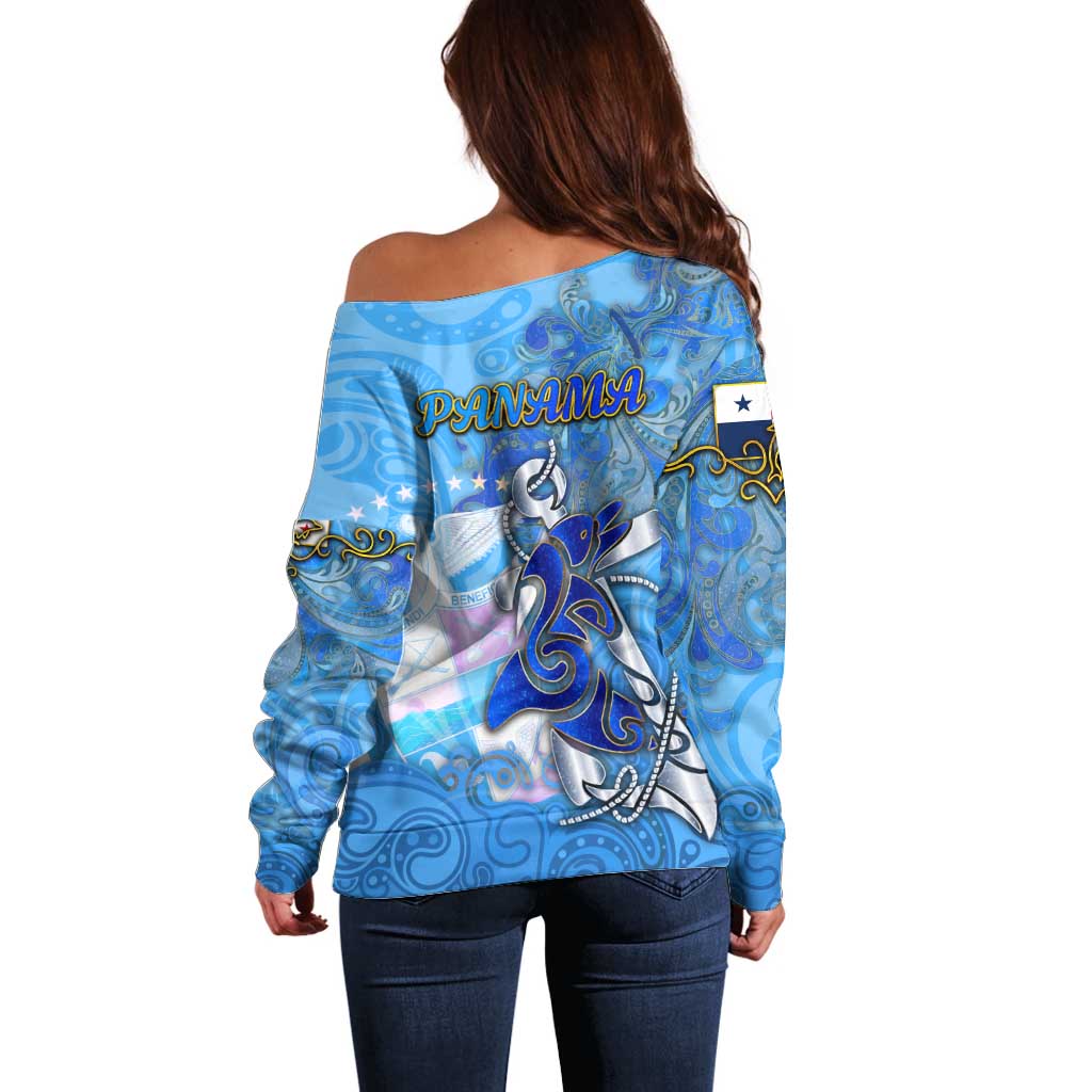 Ocean Spirit of Panama Off Shoulder Sweater Anchored in Panamanian Pride - Aussie Hoodie