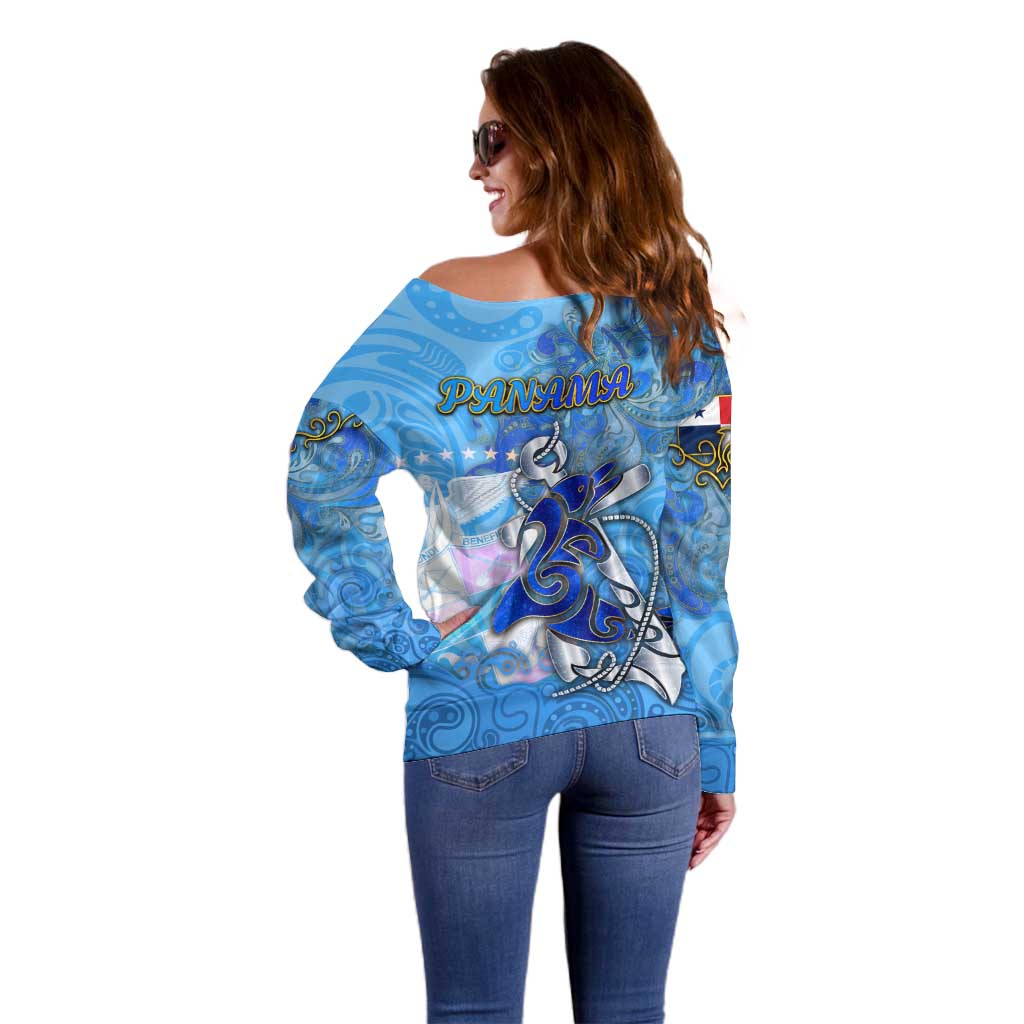 Ocean Spirit of Panama Off Shoulder Sweater Anchored in Panamanian Pride - Aussie Hoodie