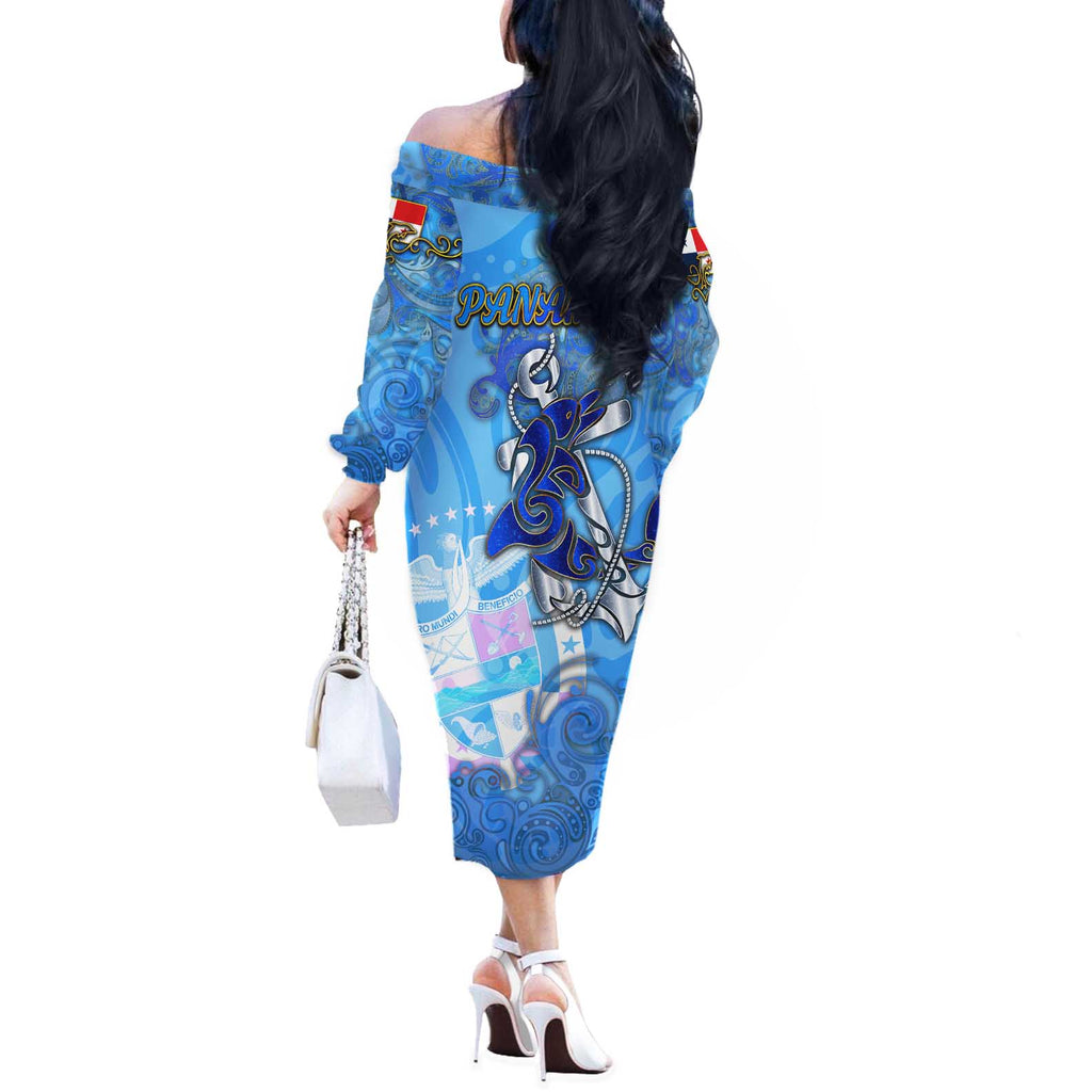 Ocean Spirit of Panama Off The Shoulder Long Sleeve Dress Anchored in Panamanian Pride - Aussie Hoodie