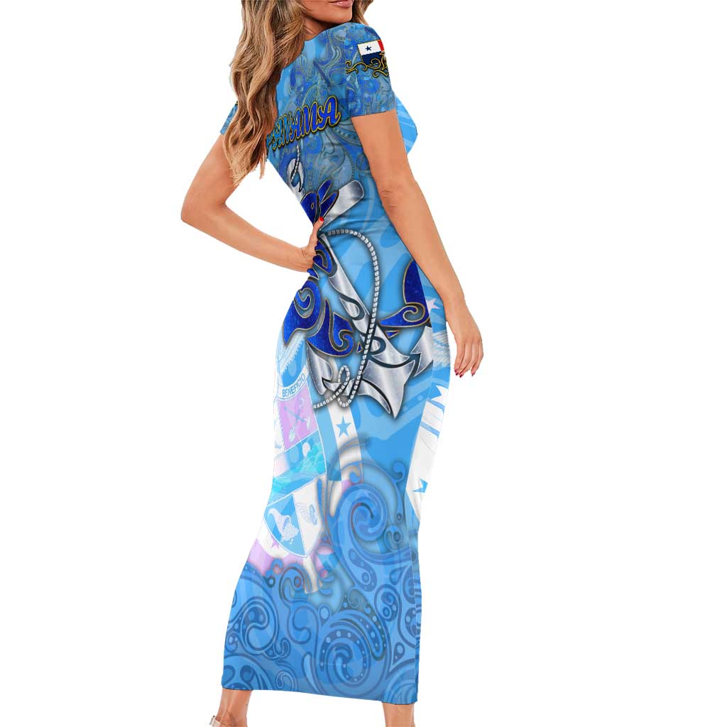 Ocean Spirit of Panama Short Sleeve Bodycon Dress Anchored in Panamanian Pride - Aussie Hoodie