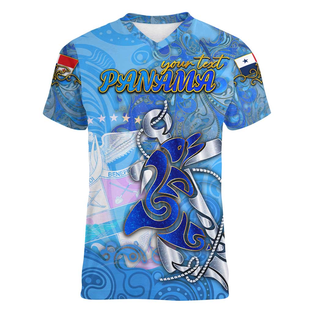 Ocean Spirit of Panama Women V-Neck T-Shirt Anchored in Panamanian Pride - Aussie Hoodie