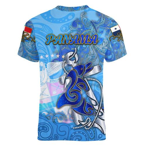 Ocean Spirit of Panama Women V-Neck T-Shirt Anchored in Panamanian Pride - Aussie Hoodie
