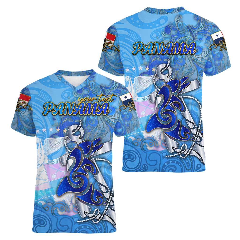Ocean Spirit of Panama Women V-Neck T-Shirt Anchored in Panamanian Pride - Aussie Hoodie
