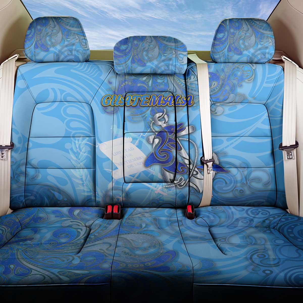 Ocean Spirit of Guatemala Back Car Seat Cover Anchored in Guatemalan Pride - Aussie Hoodie