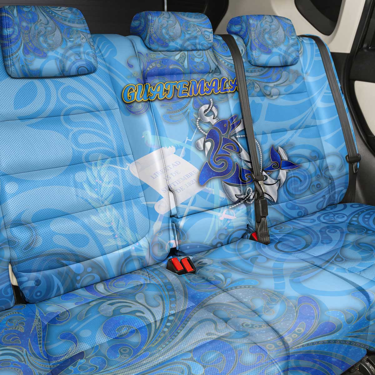 Ocean Spirit of Guatemala Back Car Seat Cover Anchored in Guatemalan Pride - Aussie Hoodie