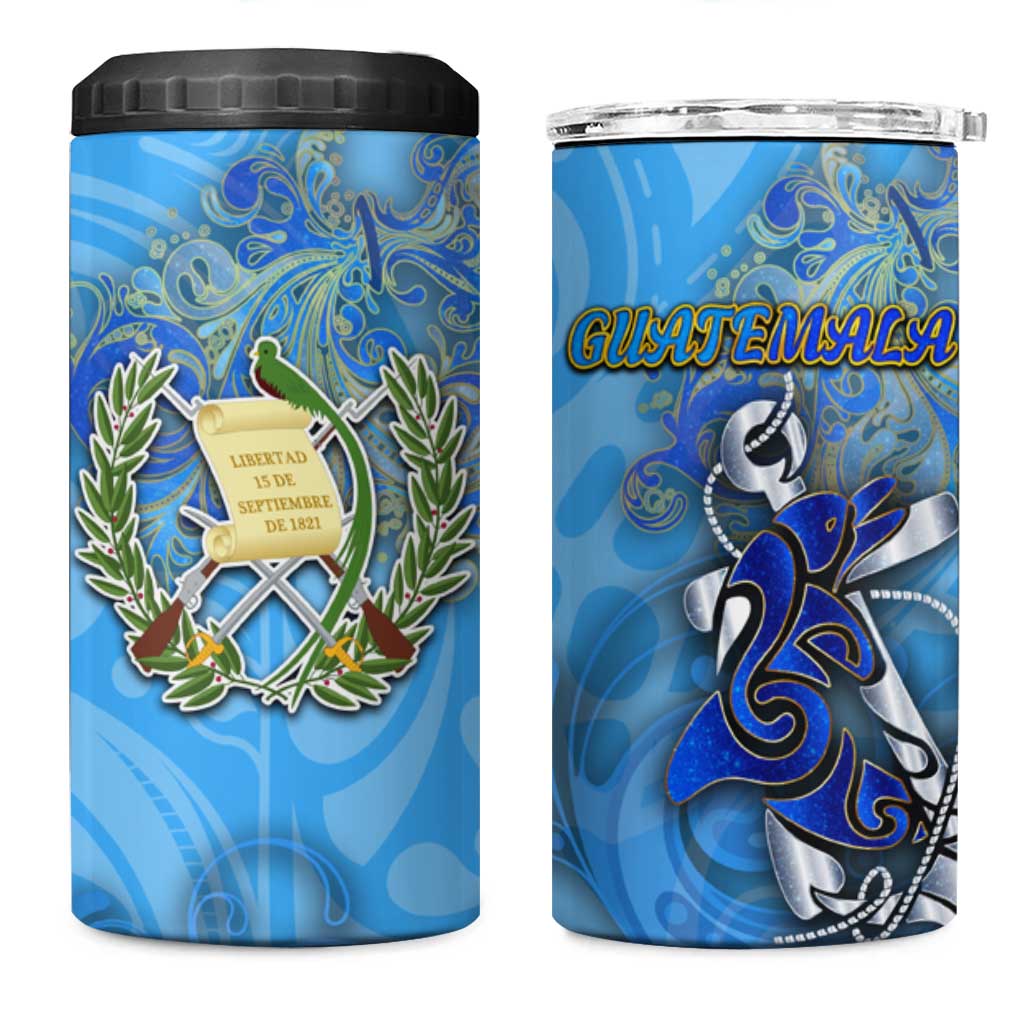 Ocean Spirit of Guatemala 4 in 1 Can Cooler Tumbler Anchored in Guatemalan Pride - Aussie Hoodie