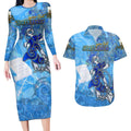 Ocean Spirit of Guatemala Couples Matching Long Sleeve Bodycon Dress and Hawaiian Shirt Anchored in Guatemalan Pride - Aussie Hoodie