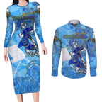 Ocean Spirit of Guatemala Couples Matching Long Sleeve Bodycon Dress and Long Sleeve Button Shirt Anchored in Guatemalan Pride - Aussie Hoodie