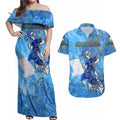 Ocean Spirit of Guatemala Couples Matching Off Shoulder Maxi Dress and Hawaiian Shirt Anchored in Guatemalan Pride - Aussie Hoodie
