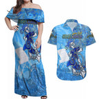 Ocean Spirit of Guatemala Couples Matching Off Shoulder Maxi Dress and Hawaiian Shirt Anchored in Guatemalan Pride - Aussie Hoodie