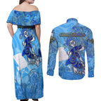 Ocean Spirit of Guatemala Couples Matching Off Shoulder Maxi Dress and Long Sleeve Button Shirt Anchored in Guatemalan Pride - Aussie Hoodie