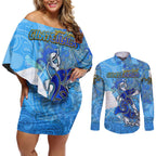 Ocean Spirit of Guatemala Couples Matching Off Shoulder Short Dress and Long Sleeve Button Shirt Anchored in Guatemalan Pride - Aussie Hoodie