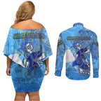Ocean Spirit of Guatemala Couples Matching Off Shoulder Short Dress and Long Sleeve Button Shirt Anchored in Guatemalan Pride - Aussie Hoodie