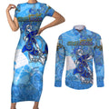 Ocean Spirit of Guatemala Couples Matching Short Sleeve Bodycon Dress and Long Sleeve Button Shirt Anchored in Guatemalan Pride - Aussie Hoodie