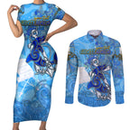 Ocean Spirit of Guatemala Couples Matching Short Sleeve Bodycon Dress and Long Sleeve Button Shirt Anchored in Guatemalan Pride - Aussie Hoodie