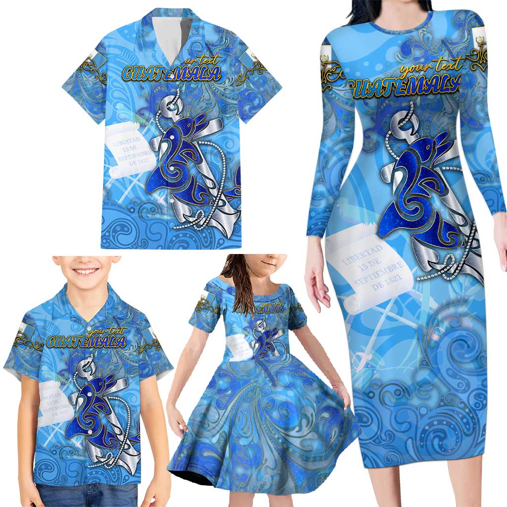 Ocean Spirit of Guatemala Family Matching Long Sleeve Bodycon Dress and Hawaiian Shirt Anchored in Guatemalan Pride - Aussie Hoodie