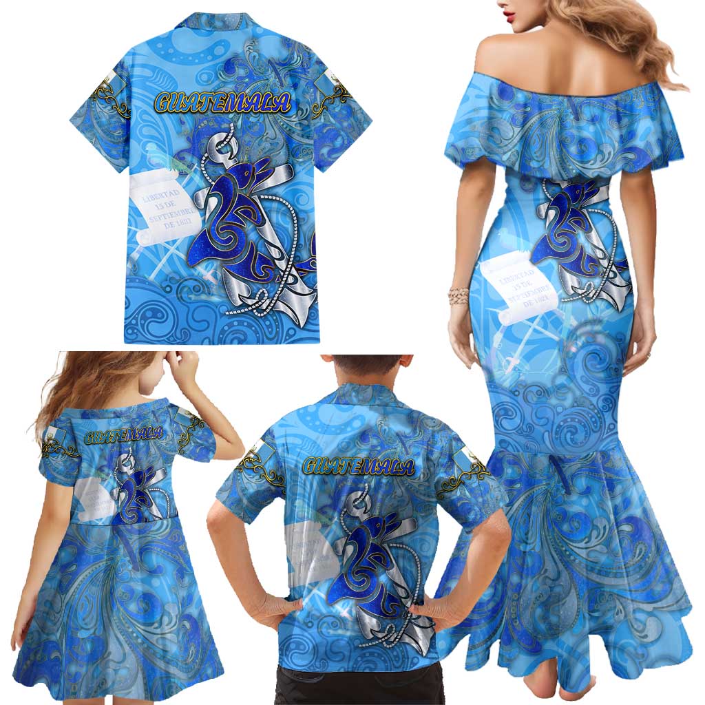Ocean Spirit of Guatemala Family Matching Mermaid Dress and Hawaiian Shirt Anchored in Guatemalan Pride - Aussie Hoodie