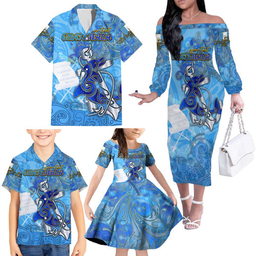 Ocean Spirit of Guatemala Family Matching Off The Shoulder Long Sleeve Dress and Hawaiian Shirt Anchored in Guatemalan Pride - Aussie Hoodie