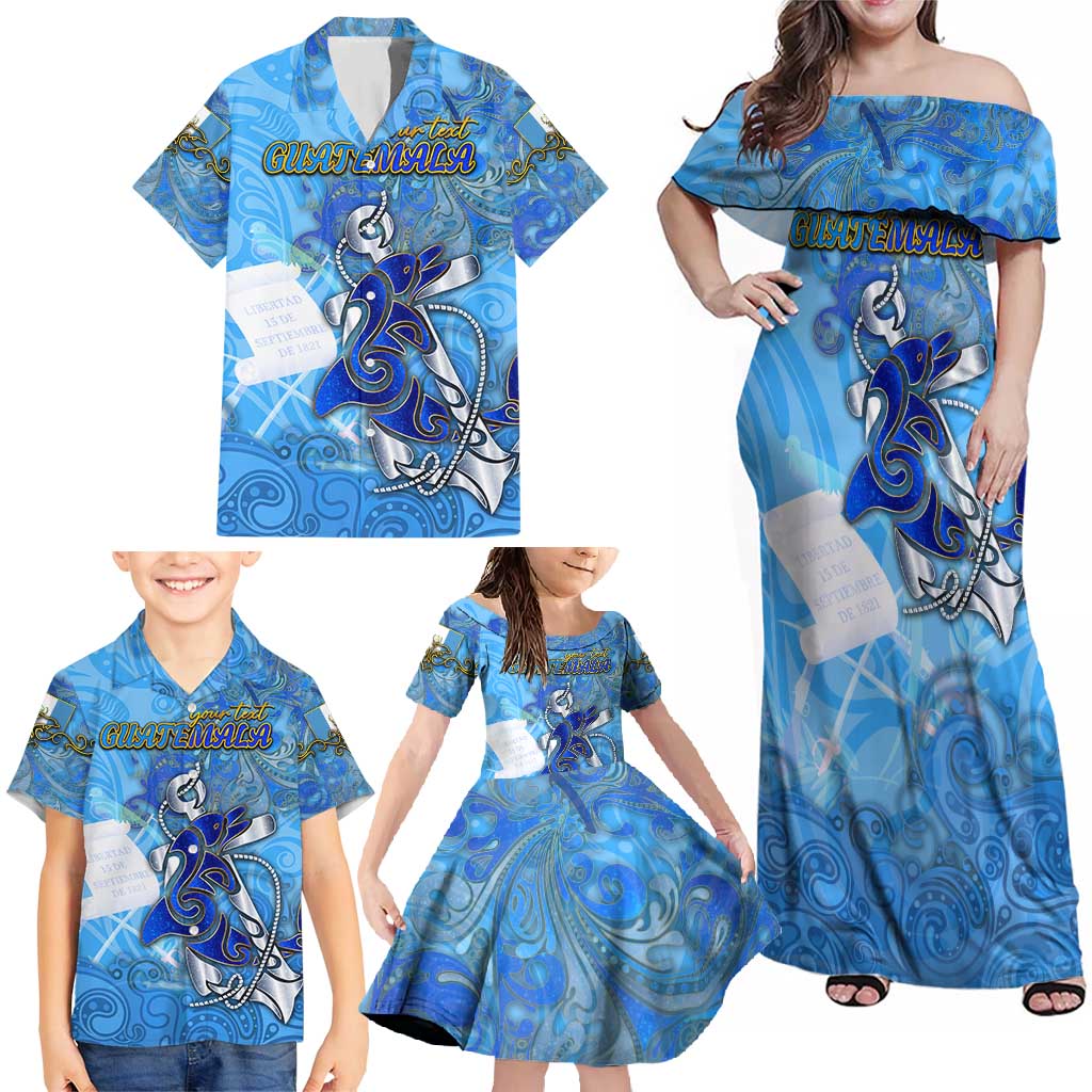 Ocean Spirit of Guatemala Family Matching Off Shoulder Maxi Dress and Hawaiian Shirt Anchored in Guatemalan Pride - Aussie Hoodie