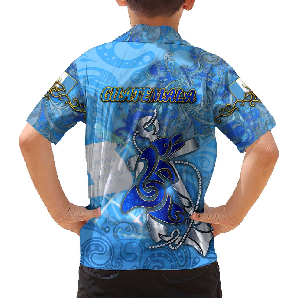 Ocean Spirit of Guatemala Family Matching Off Shoulder Maxi Dress and Hawaiian Shirt Anchored in Guatemalan Pride - Aussie Hoodie